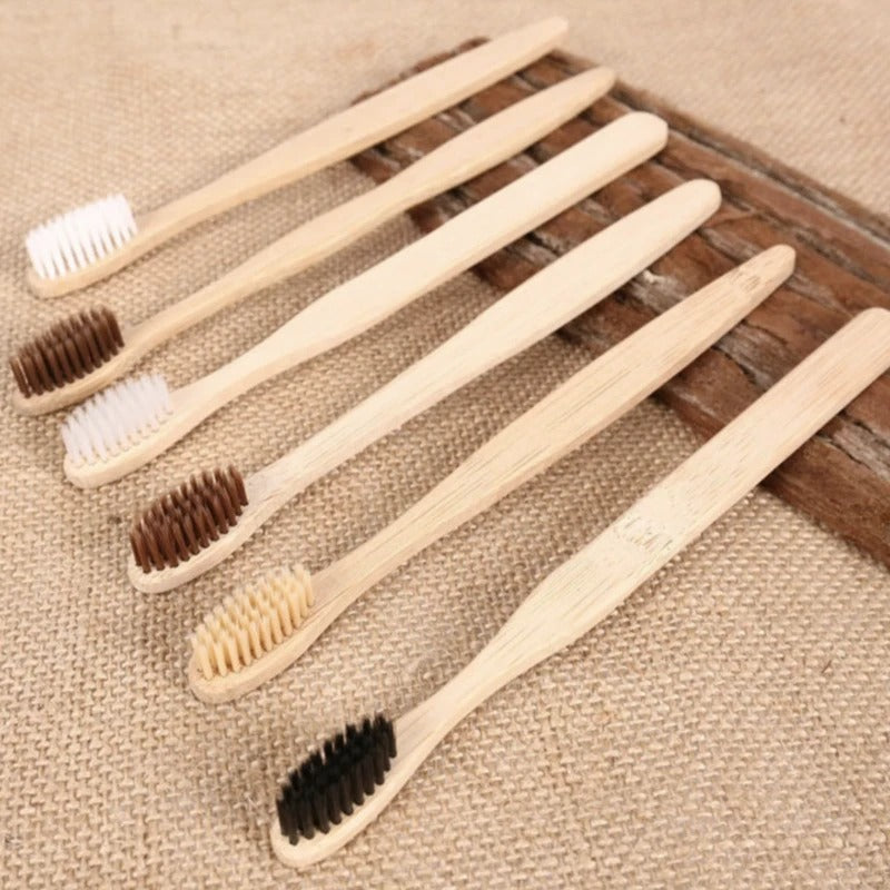 Box of 10 Bamboo Toothbrushes - 100% Natural, Organic