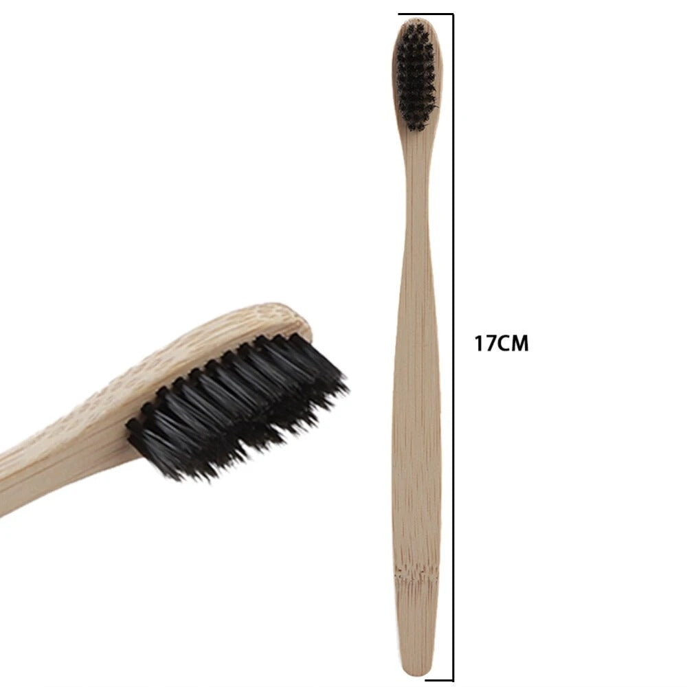Box of 10 Bamboo Toothbrushes - 100% Natural, Organic