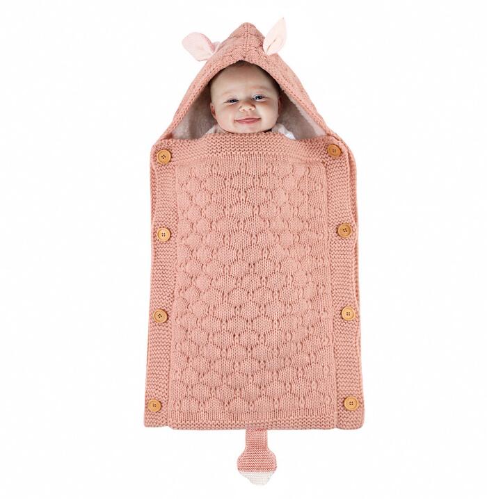 Baby Sleep Bag Newborn Sleepsack Warm Knitted Stroller Sleep Sack Toddler Knit Swaddling Blanket for 1-12Months