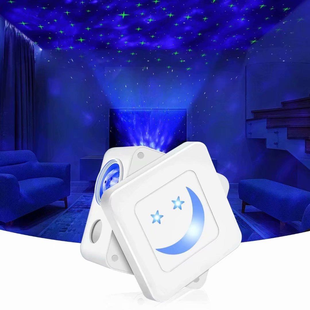 LED Starry Sky Projector Lamp USB Laser Starry Sky Sleep White Noise Night Light DIY Moon Water Pattern Light