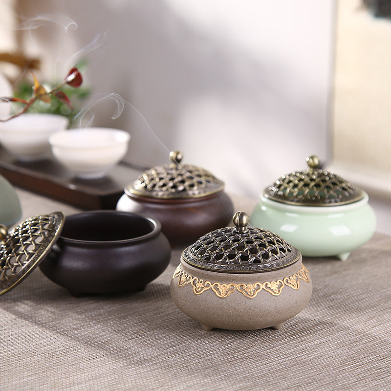 Ceramic Three-legged Incense Burner Sandalwood Agarwood Household Tea Ceremony