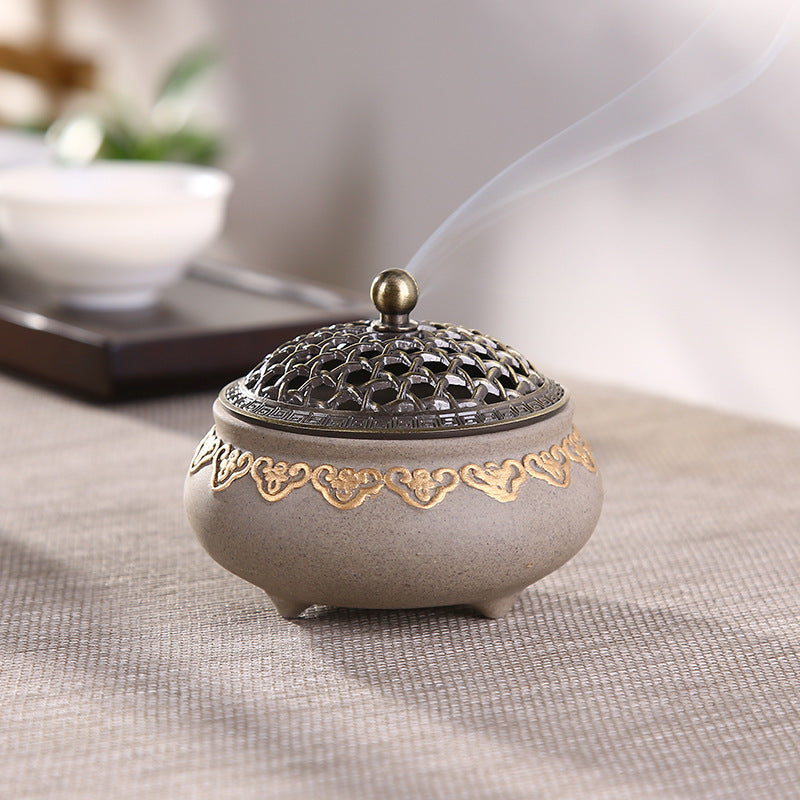 Ceramic Three-legged Incense Burner Sandalwood Agarwood Household Tea Ceremony