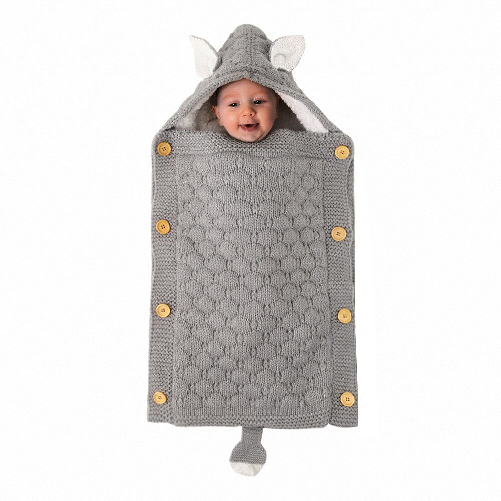 Baby Sleep Bag Newborn Sleepsack Warm Knitted Stroller Sleep Sack Toddler Knit Swaddling Blanket for 1-12Months