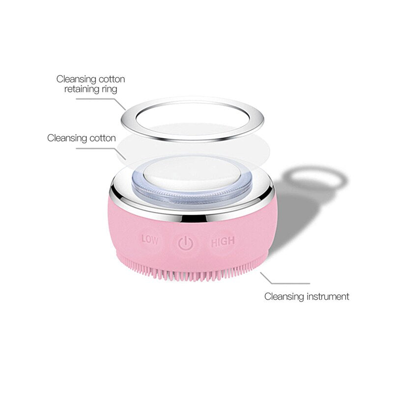 2in1 LED Light Silicone Heating Face Cleanser Massage Facial Cleaning Skin Scrub Washing Brush Skin Care Cleaner Massager