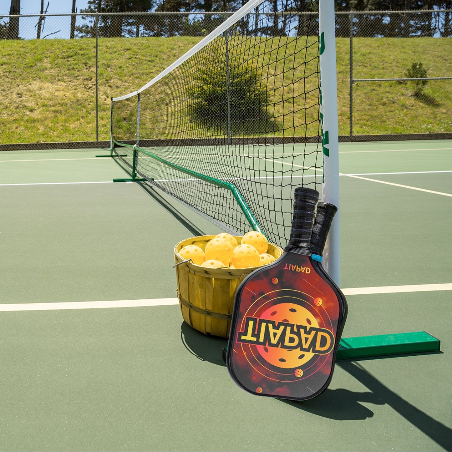 Pickleball Paddles- Fiberglass Surface Racket Set of 2 Paddles, 4 Pickle Balls,1 Carry Bag for Women Men Kids