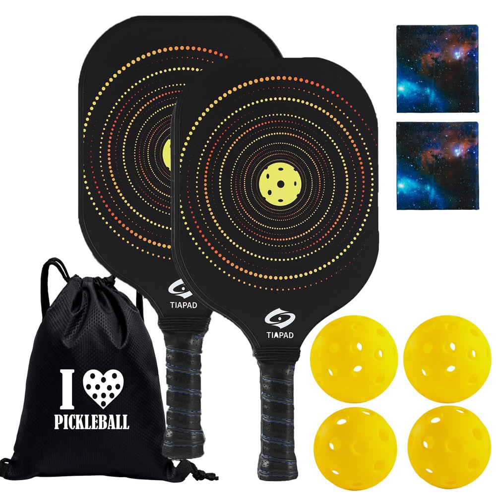 Pickleball Paddles, Glass Fiber Surface PP Honeycomb Inner Core Lightweight Pickle Ball Rackets Set for Women Men