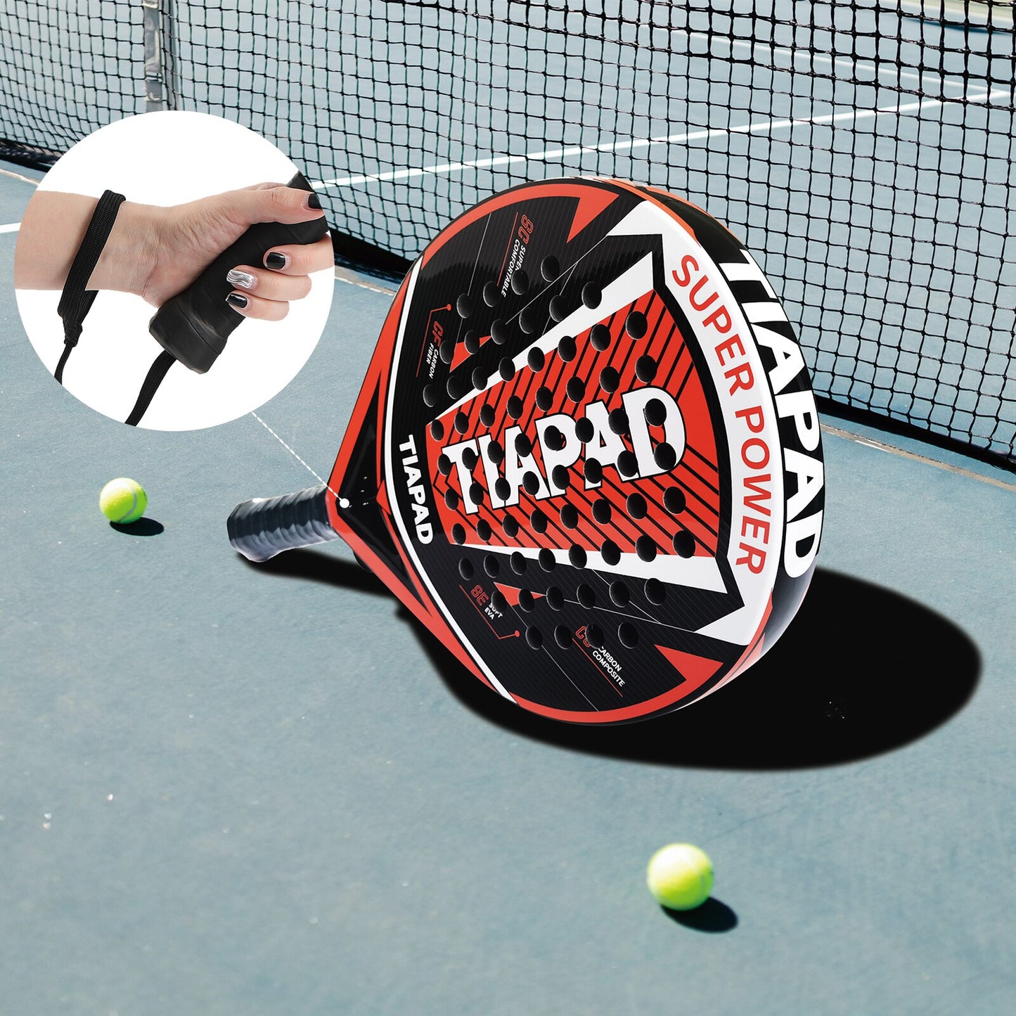 Padel Racket Graphite Carbon Fiber Surface with EVA Memory Flex Foam Core POP Tennis Raquet Lightweight Paddle for Women Men