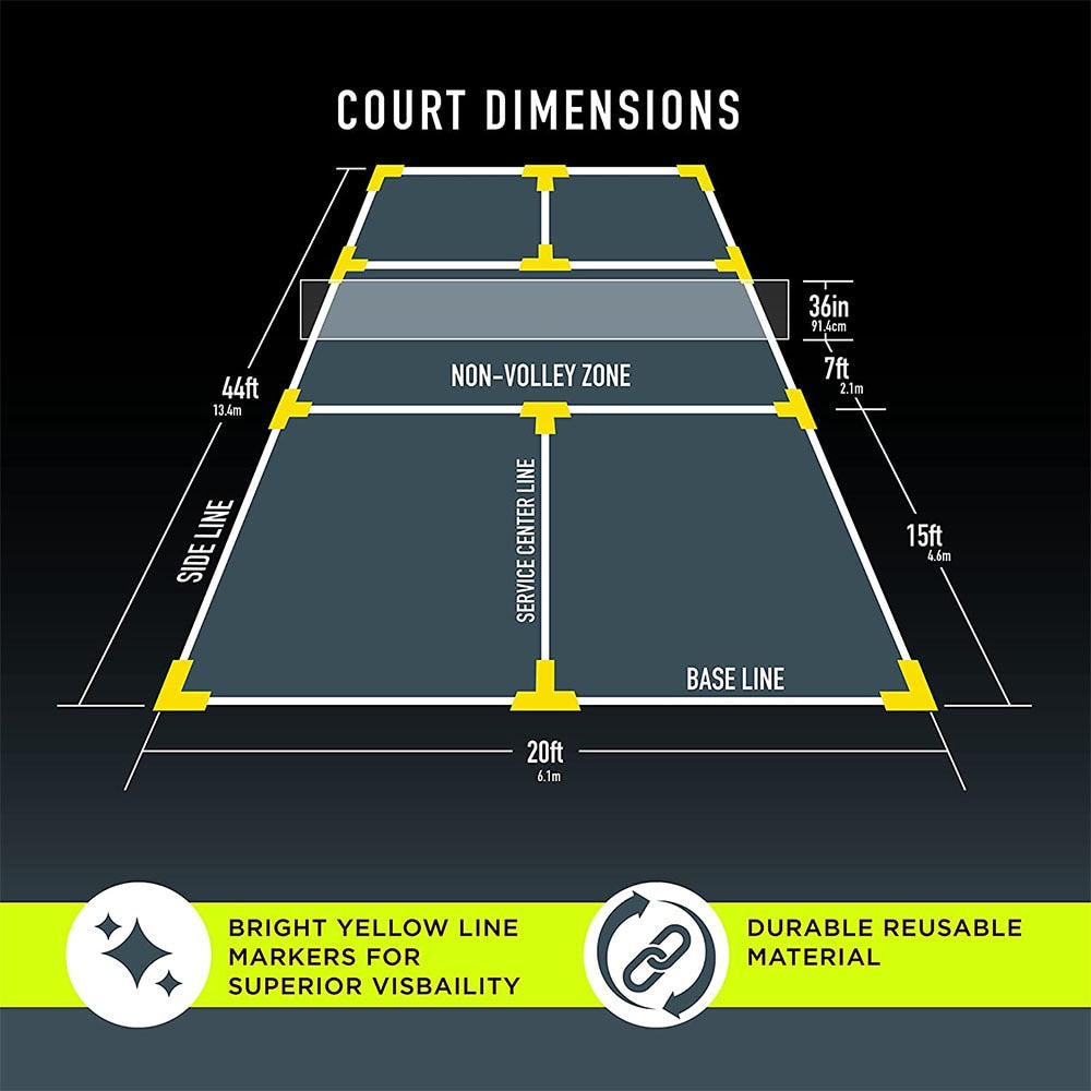 Orange Red Yellow Pickleball Court Markers Kit,Temporary Pickleball Lines Throw Down Markers for Outdoor Indoor Tennis Badminton