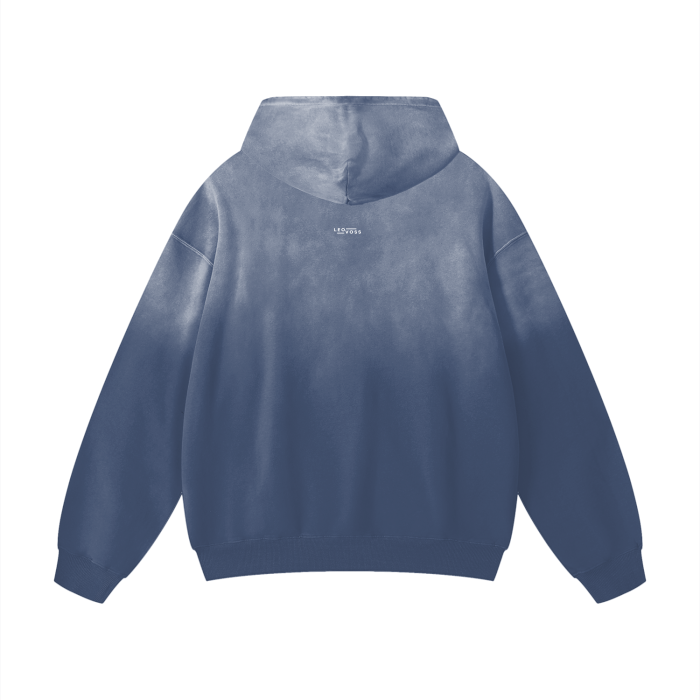 Ocean Grey Heavyweight Pure Cotton Handcrafted Monkey Wash Drop Shoulder Oversized Hoodie