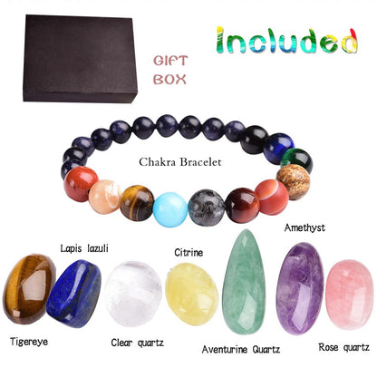 8pcs Natural crystal original stone seven Chakra Healing Stone Mineral specimen collection gift box