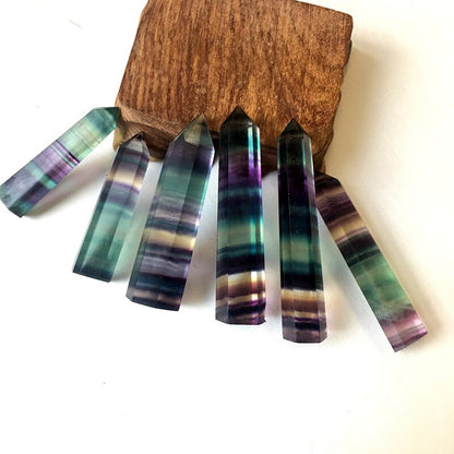 100% Natural Fluorite Crystal Quartz - Healing Hexagonal Wand Treatment Stone