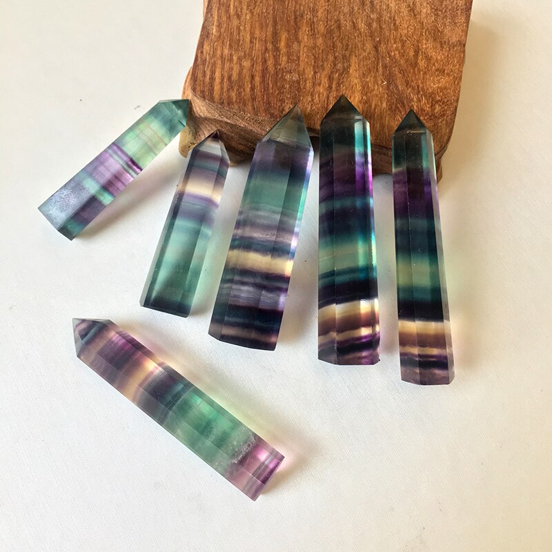 100% Natural Fluorite Crystal Quartz - Healing Hexagonal Wand Treatment Stone