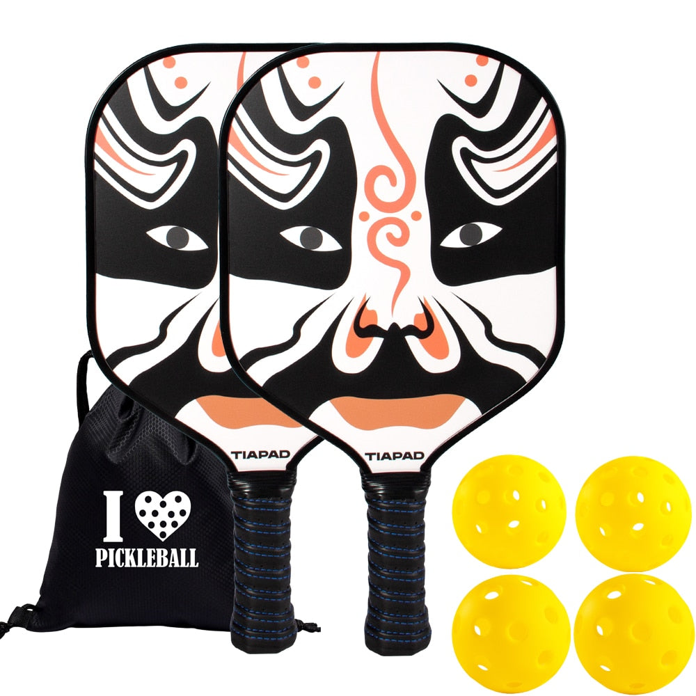 Pickleball Racket Set of 2, USAPA  Approved Carbon Fiber Surface Pickleball Paddles, Indoor & Outdoor Pickle Balls for Women Men