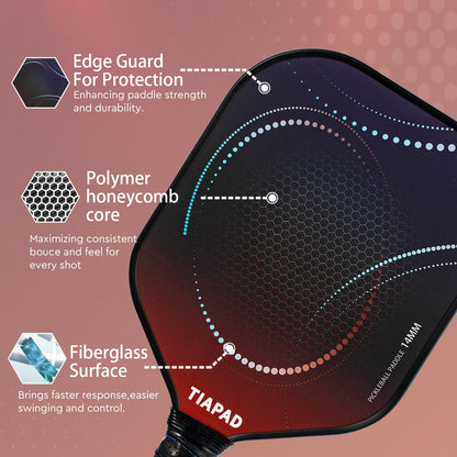 Pickleball Paddle Set of 2 - Fiberglass Surface, Polymer Honeycomb Inner Core Big Sweet Spot Pickle Ball Racket for Beginners