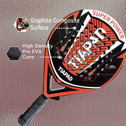 Padel Racket Graphite Carbon Fiber Surface with EVA Memory Flex Foam Core POP Tennis Raquet Lightweight Paddle for Women Men