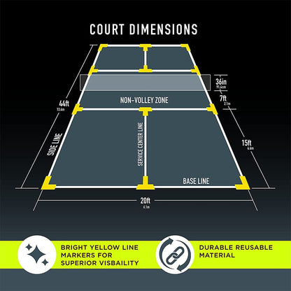 Orange Red Yellow Pickleball Court Markers Kit,Temporary Pickleball Lines Throw Down Markers for Outdoor Indoor Tennis Badminton