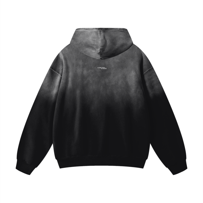 Shadow Black Heavyweight Pure Cotton Handcrafted Monkey Wash Drop Shoulder Oversized Hoodie
