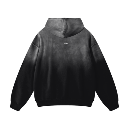 Shadow Black Heavyweight Pure Cotton Handcrafted Monkey Wash Drop Shoulder Oversized Hoodie
