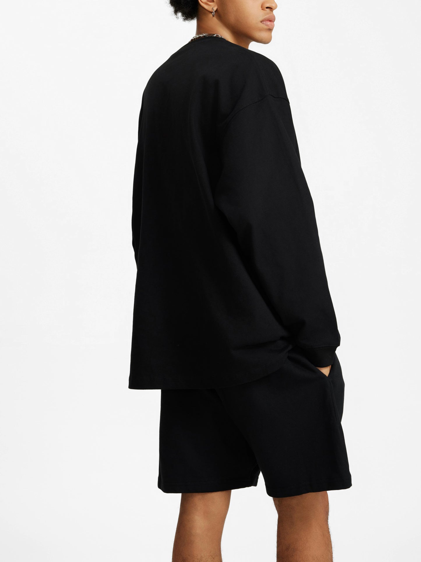 Pearl Black 100% Cotton Long Sleeve 305G FOG Tee